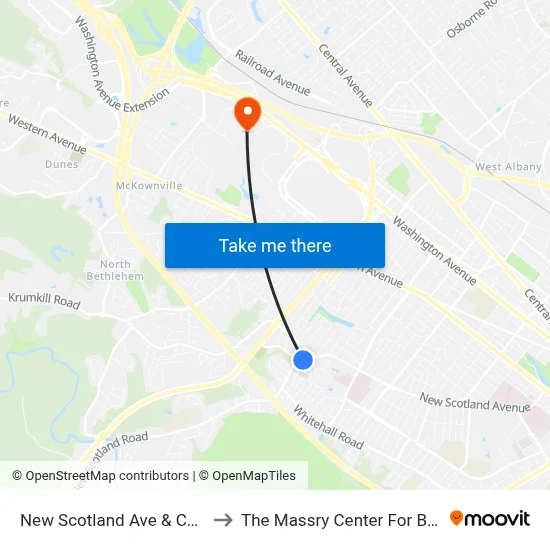 New Scotland Ave & Collins Pl to The Massry Center For Business map
