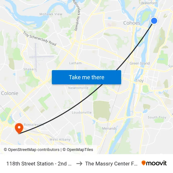 118th Street Station - 2nd Ave & 118th St to The Massry Center For Business map