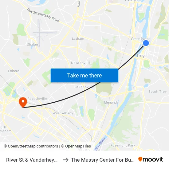 River St & Vanderheyden St to The Massry Center For Business map