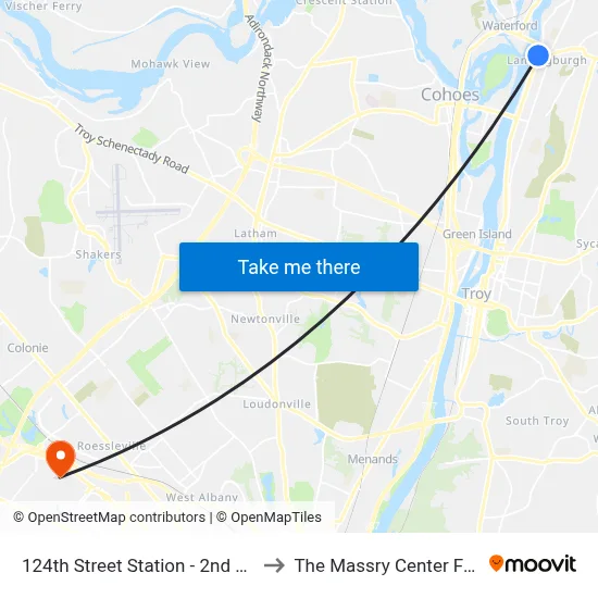 124th Street Station - 2nd Ave & 124th St to The Massry Center For Business map