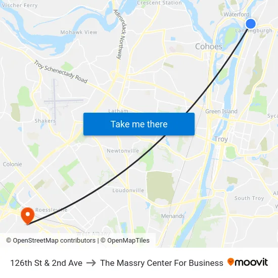 126th St & 2nd Ave to The Massry Center For Business map