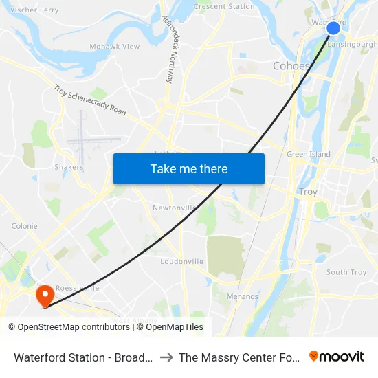 Waterford Station - Broad St & 4th St to The Massry Center For Business map