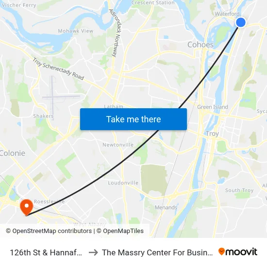 126th St & Hannaford to The Massry Center For Business map