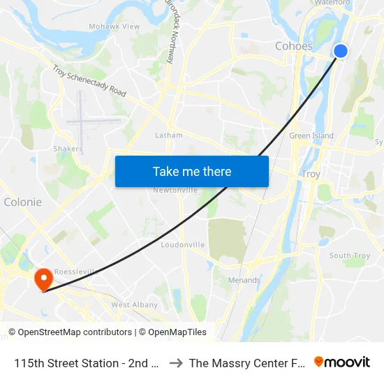 115th Street Station - 2nd Ave & 115th St to The Massry Center For Business map
