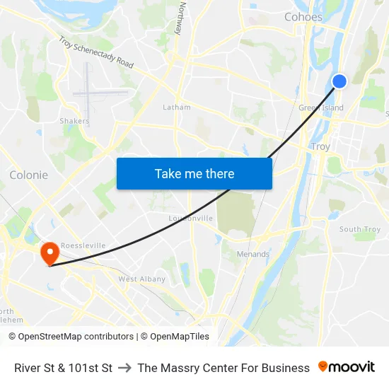 River St & 101st St to The Massry Center For Business map