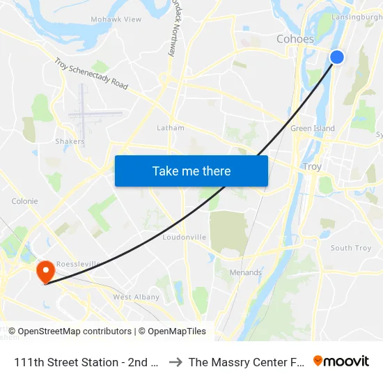 111th Street Station - 2nd Ave & 111th St to The Massry Center For Business map