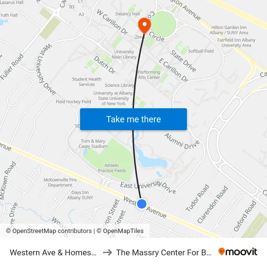 Western Ave & Homestead St to The Massry Center For Business map