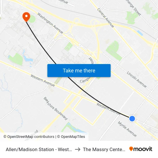 Allen/Madison Station - Western Ave & S. Allen St to The Massry Center For Business map