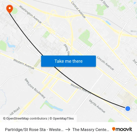 Partridge/St Rose Sta - Western Ave & Partridge St to The Massry Center For Business map