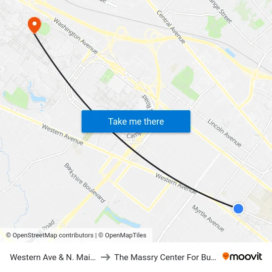 Western Ave & N. Main Ave to The Massry Center For Business map