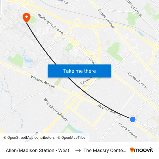 Allen/Madison Station - Western Ave & S. Allen St to The Massry Center For Business map