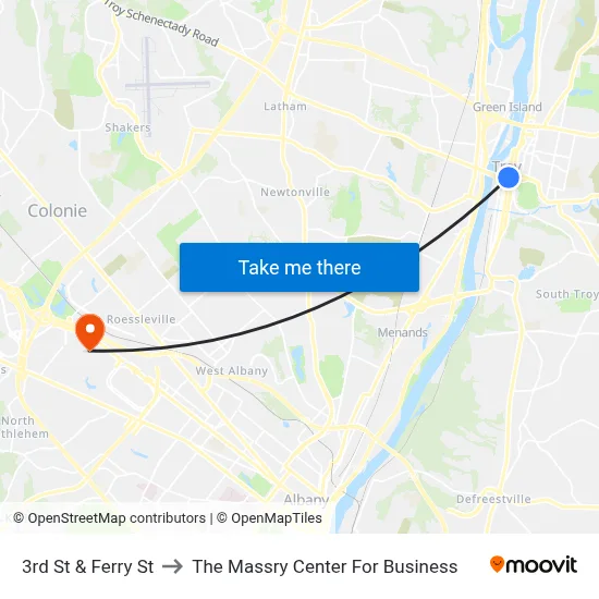 3rd St & Ferry St to The Massry Center For Business map
