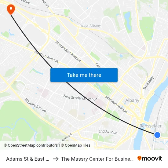 Adams St & East St to The Massry Center For Business map