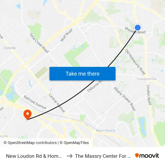 New Loudon Rd & Homestead Dr to The Massry Center For Business map