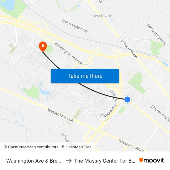 Washington Ave & Brevator St to The Massry Center For Business map