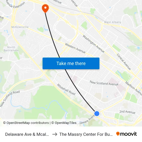 Delaware Ave & Mcalpin St to The Massry Center For Business map