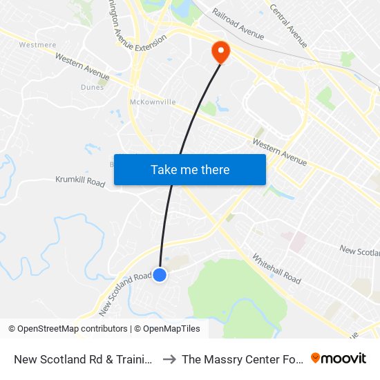 New Scotland Rd & Training Academy to The Massry Center For Business map