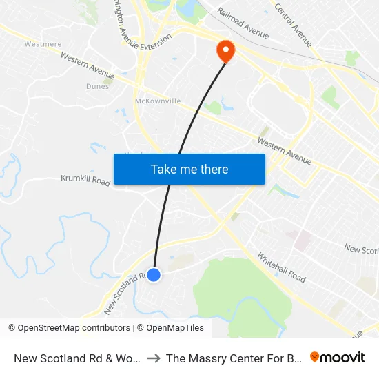 New Scotland Rd & Wood Terr to The Massry Center For Business map