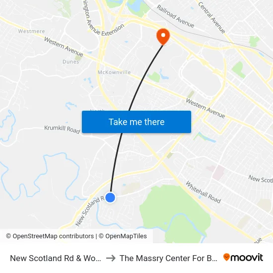 New Scotland Rd & Wood Terr to The Massry Center For Business map