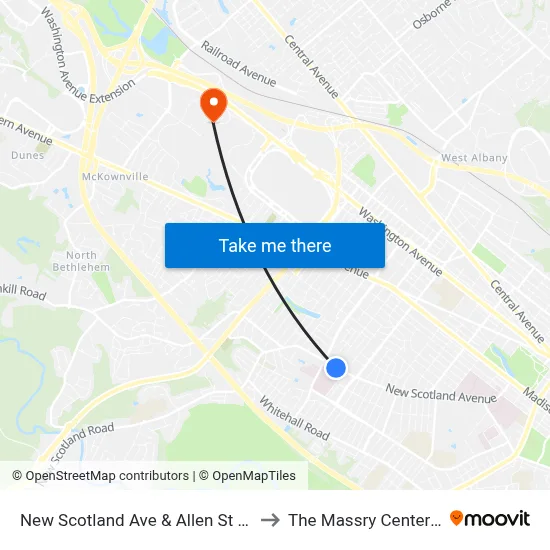 New Scotland Ave & Allen St (St. Peters Hospital) to The Massry Center For Business map