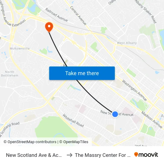 New Scotland Ave & Academy Rd to The Massry Center For Business map