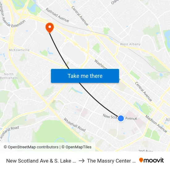 New Scotland Ave & S. Lake St (Sage College) to The Massry Center For Business map