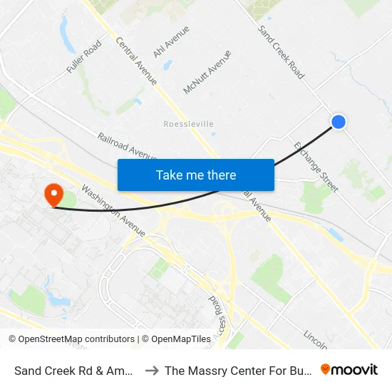 Sand Creek Rd & Amboy Dr to The Massry Center For Business map