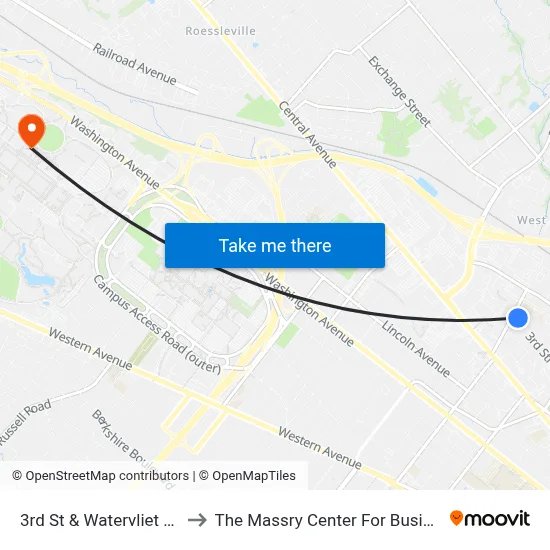 3rd St & Watervliet Ave to The Massry Center For Business map