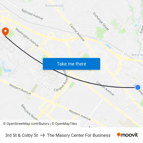 3rd St & Colby St to The Massry Center For Business map