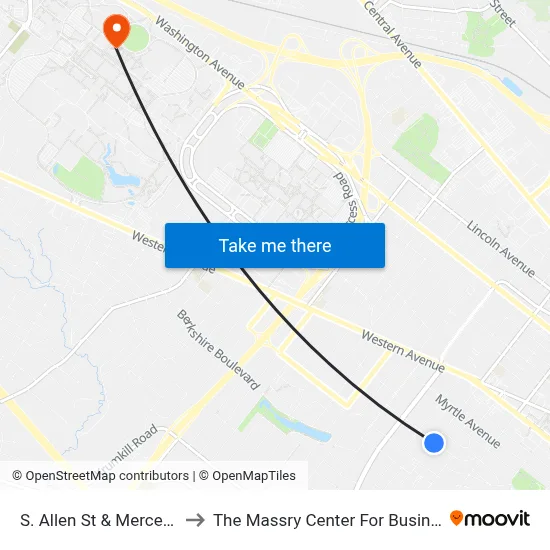 S. Allen St & Mercer St to The Massry Center For Business map