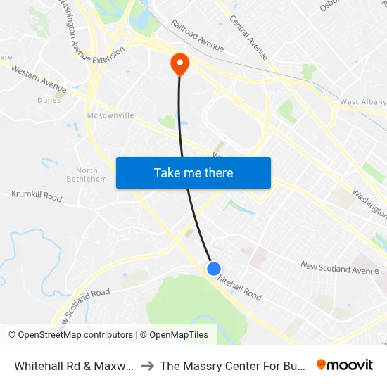 Whitehall Rd & Maxwell St to The Massry Center For Business map