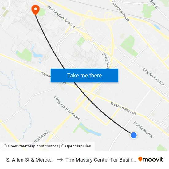 S. Allen St & Mercer St to The Massry Center For Business map