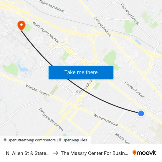 N. Allen St & State St to The Massry Center For Business map
