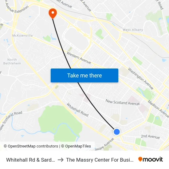 Whitehall Rd & Sard Rd to The Massry Center For Business map