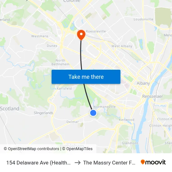 154 Delaware Ave (Healthy Pet Center) to The Massry Center For Business map