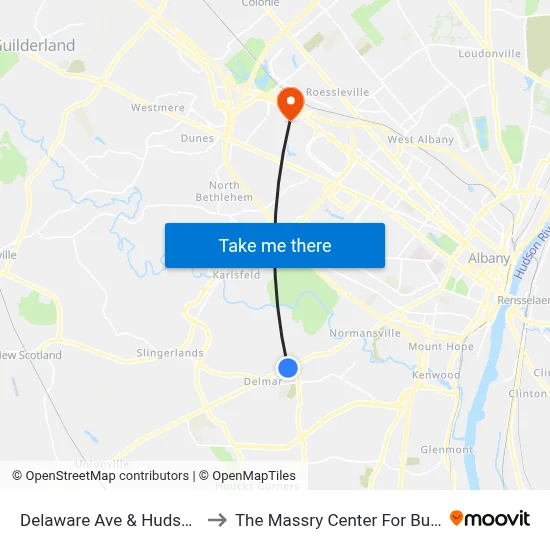 Delaware Ave & Hudson Ave to The Massry Center For Business map