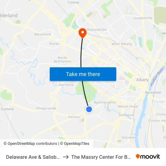 Delaware Ave & Salisbury Rd to The Massry Center For Business map