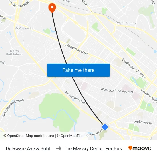 Delaware Ave & Bohl Ave to The Massry Center For Business map