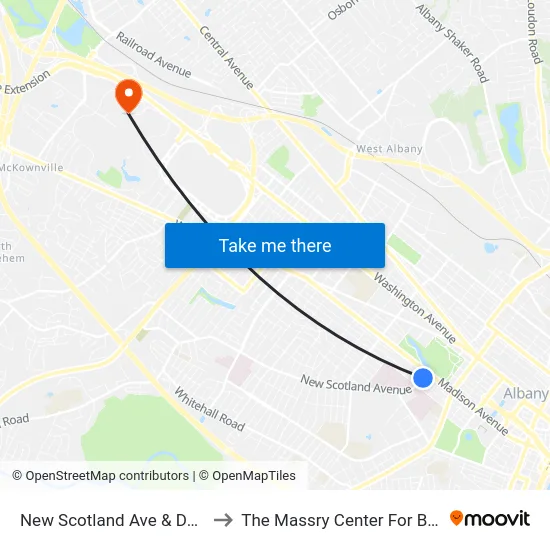 New Scotland Ave & Dana Ave to The Massry Center For Business map