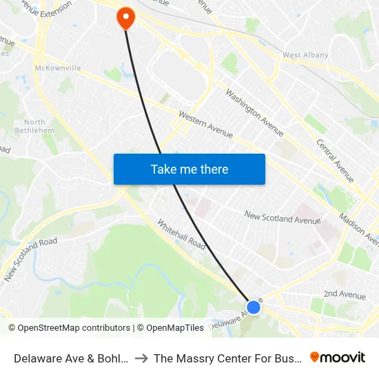 Delaware Ave & Bohl Ave to The Massry Center For Business map