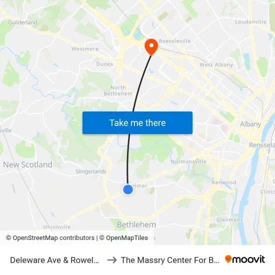 Deleware Ave & Roweland Ave to The Massry Center For Business map