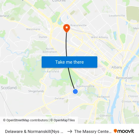 Delaware & Normanskill(Nys Dept Of Public Service) to The Massry Center For Business map