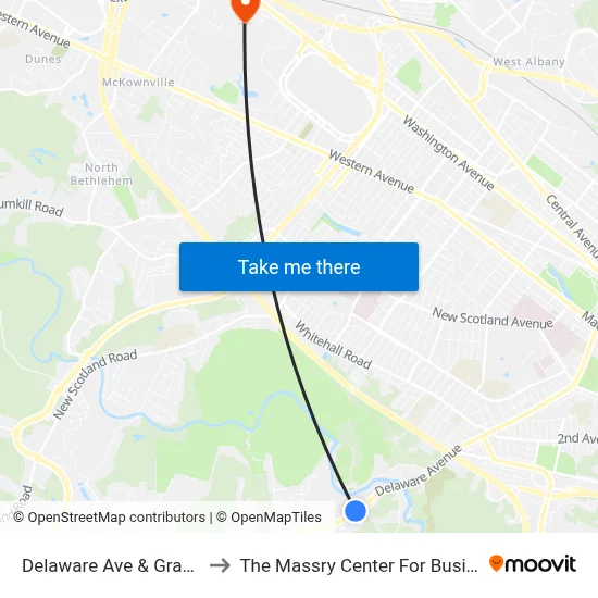 Delaware Ave & Grant St to The Massry Center For Business map