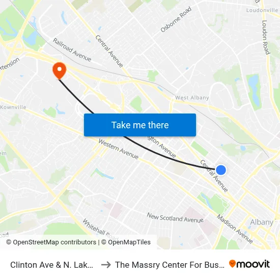 Clinton Ave & N. Lake Ave to The Massry Center For Business map