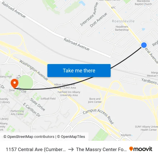1157 Central Ave (Cumberland Farms) to The Massry Center For Business map