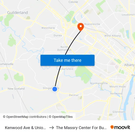 Kenwood Ave & Union Ave to The Massry Center For Business map