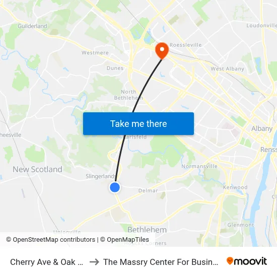 Cherry Ave & Oak Rd to The Massry Center For Business map