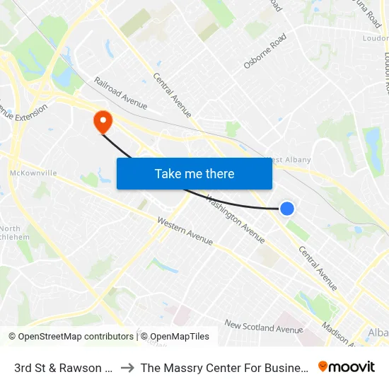 3rd St & Rawson St to The Massry Center For Business map