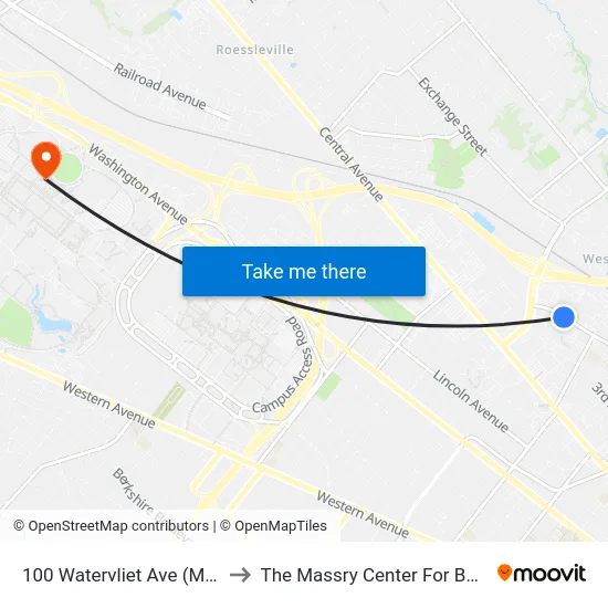 100 Watervliet Ave (Motel 6) to The Massry Center For Business map