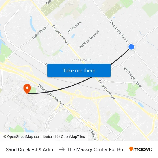 Sand Creek Rd & Admiral St to The Massry Center For Business map